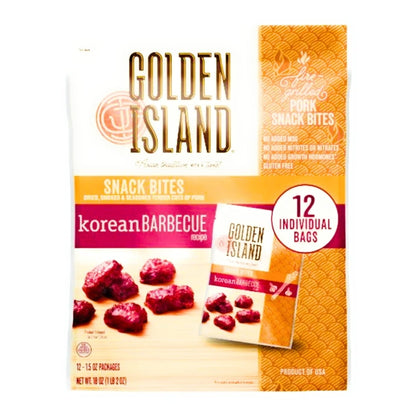 Golden Island Pork Snack Bites Korean Barbecue 1.5 Ounce (12 Count)