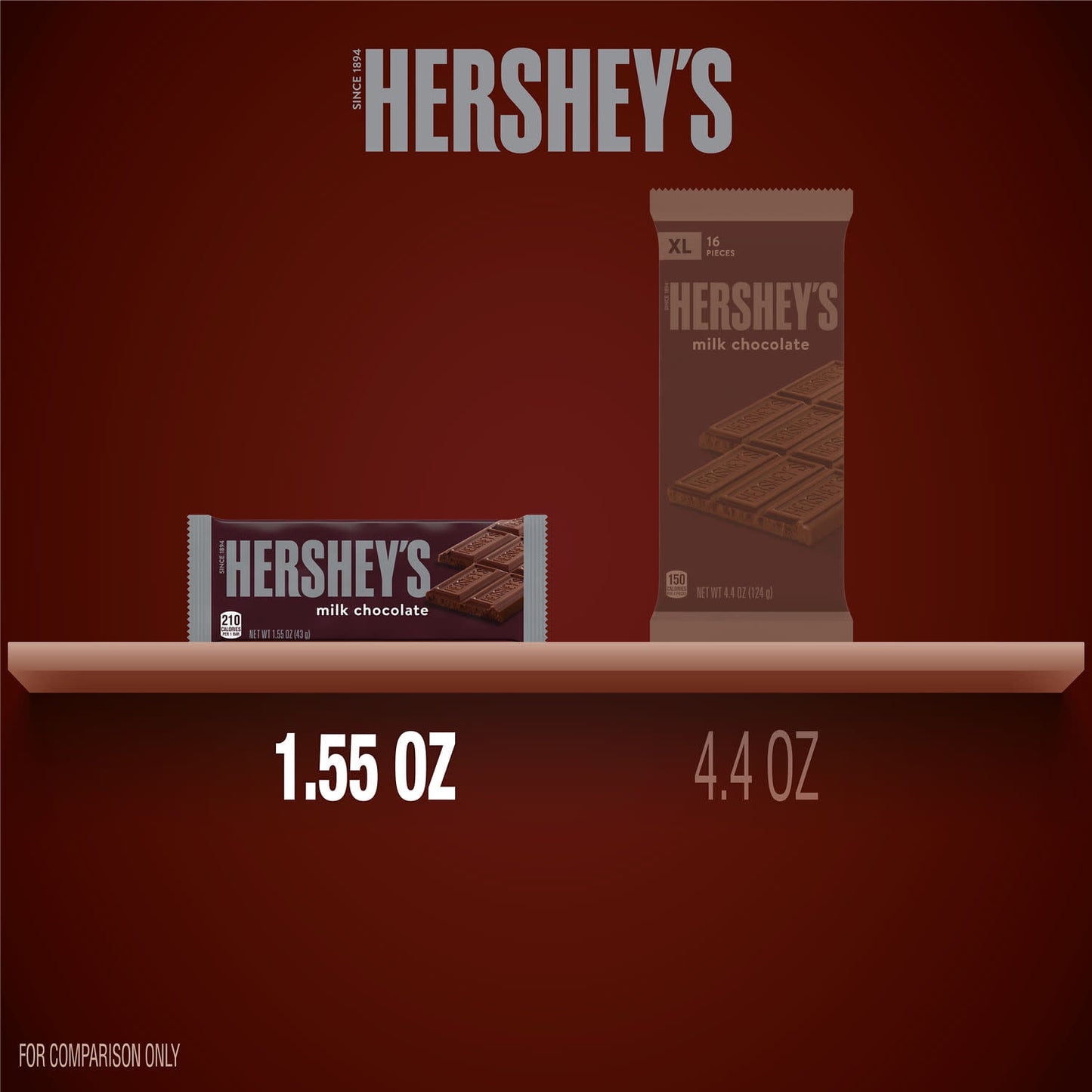 Hershey's Milk Chocolate Candy, Bars 1.55 oz, 36 Count