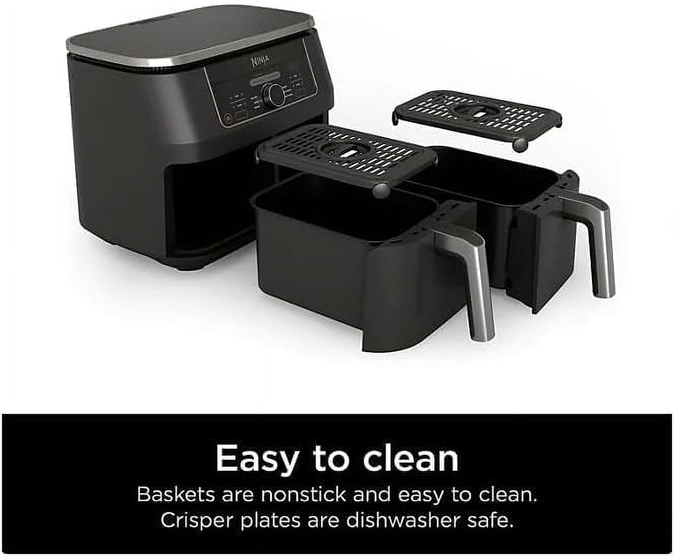 Ninja Foodi 8 qt 2-Basket Air Fryer, Black - DualZone Technology, Smart Finish
