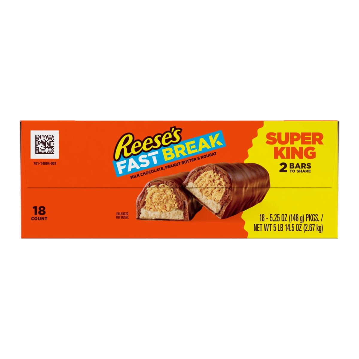 REESES FAST BREAK (MILK CHOCOLATE, PEANUT BUTTER & NOUGAT) SUPER KING SIZE BAR BOX