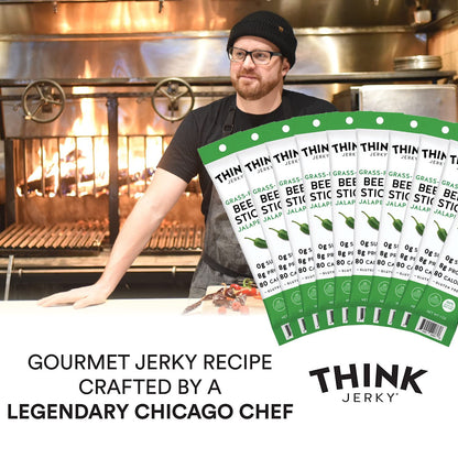 Think Jerky Jalapeno Beef Sticks, Gluten and Sugar Free, No Nitrates, Keto Paleo Friendly High Protein Low Carb Meat Snack - 1.0 oz Sticks, 20 Pack