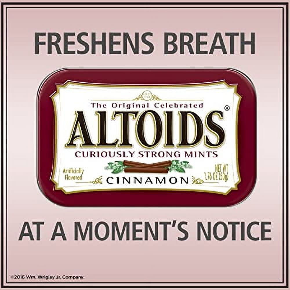 Mars Wrigley Confectionery ALTOIDS Curiously Strong Breath Mints,Individual Packs,1.76-Ounce Tins -Spearmint Wintergreen Great For Holidays, Parties, Gifts & More! (Cinnamon 1.76 Ounce, 3) Multicolor