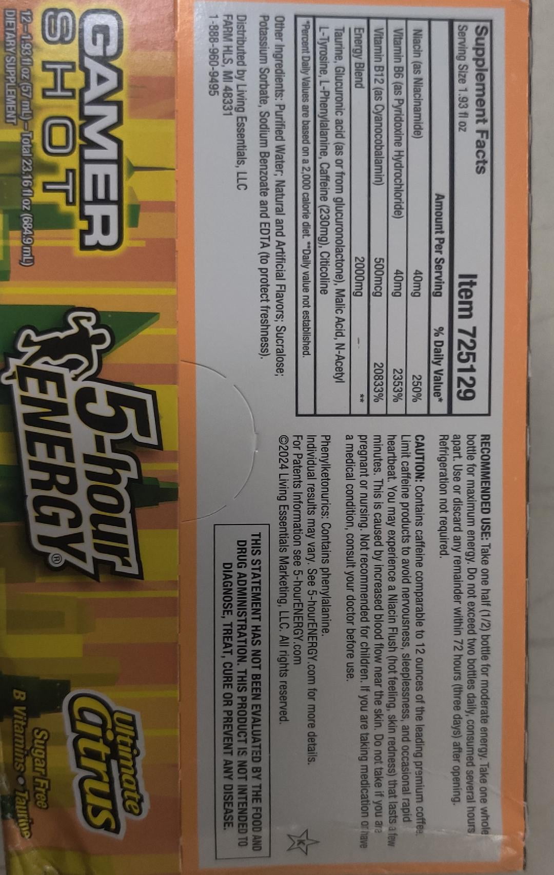 5-hour ENERGY?? Extra Strength, Ultimate Citrus, 12 Pack, 1.93 oz.
