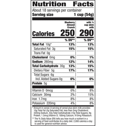 Cascadian Farm Organic Blueberry Almond Crunch Breakfast Cereal, No Added Sugar, 34 oz